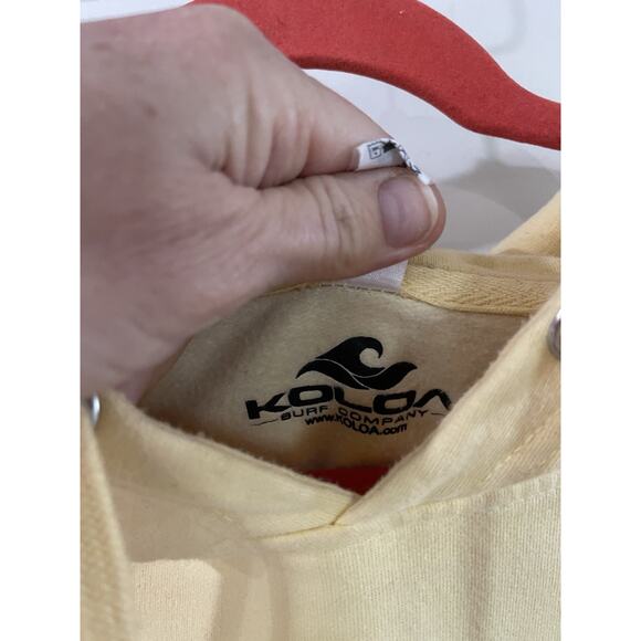KOLOA SURF CO FADING HOODIE WOMENS Size Med Yellow Black Logo W Pockets Ret $40 - Picture 4 of 5